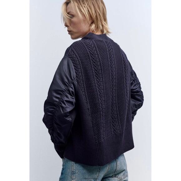 ZARA Knit Puffer Combo Cardigan Sweater - Picture 5 of 9